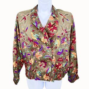 Vintage Philippe Marques Floral Print Double-Breasted Jacket Top Embroidered Msh